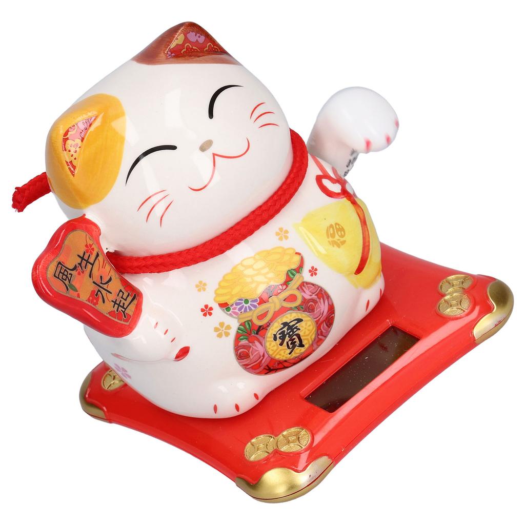 Ceramic Wealth Welcoming Cat Ornament Desktop Fortune Cat Craft for Home Shop Store Business