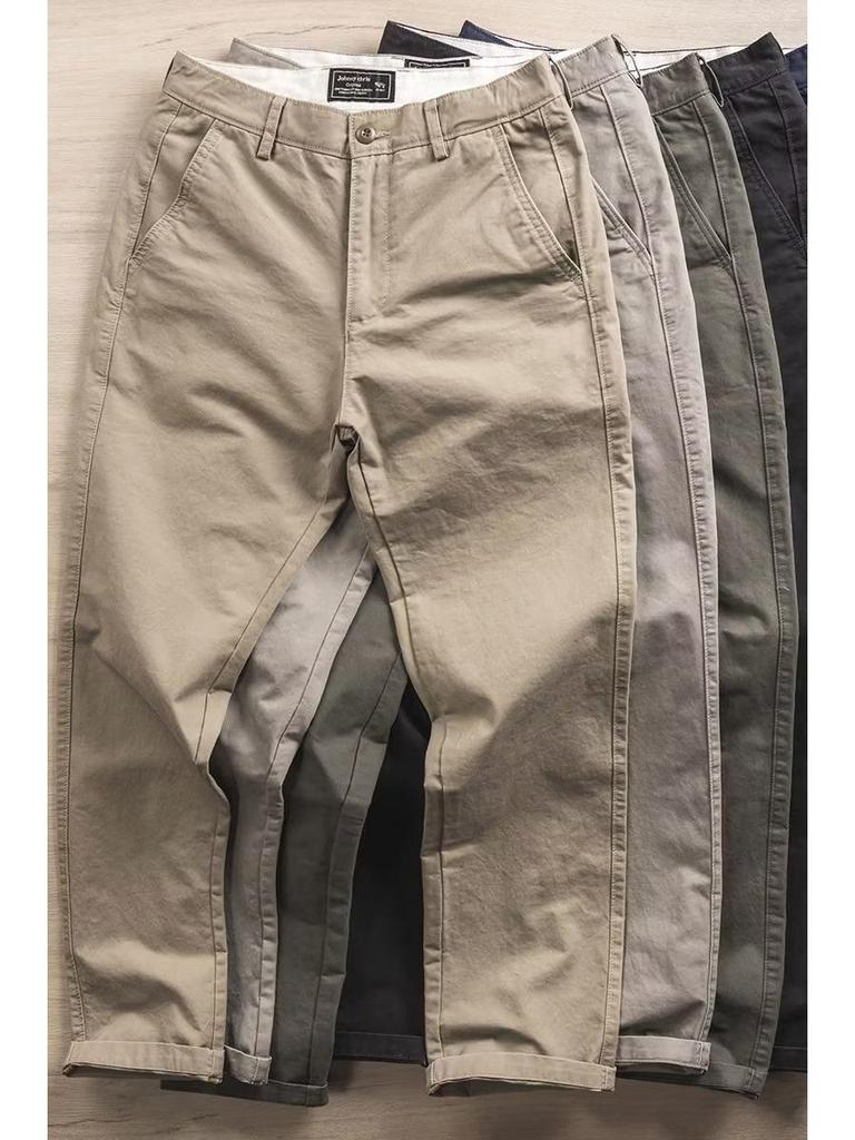 Herrenhose im amerikanischen Stil für Frühling/Herbst, schmale, gerade, gewaschene, schwere Hose (2023)