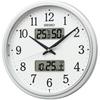 Seiko Uhr Wanduhr Funk Analog Kalender Temperatur Luftfeuchtigkeit Anzeige Weiß Perlmutt Ø 290 x 50mm KX276W