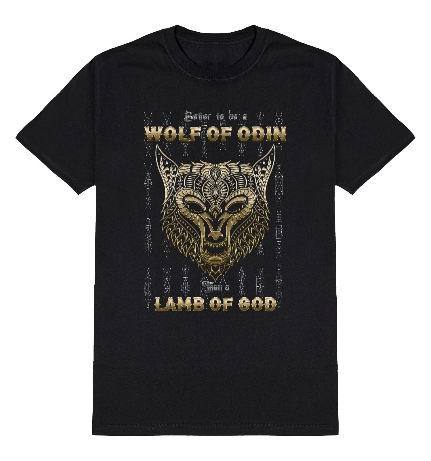 Wolf Of Odin Lamb Of God T-Shirt Mens Womens Tees Top Mens Viking Valhalla Cotton Gift Top 4XL