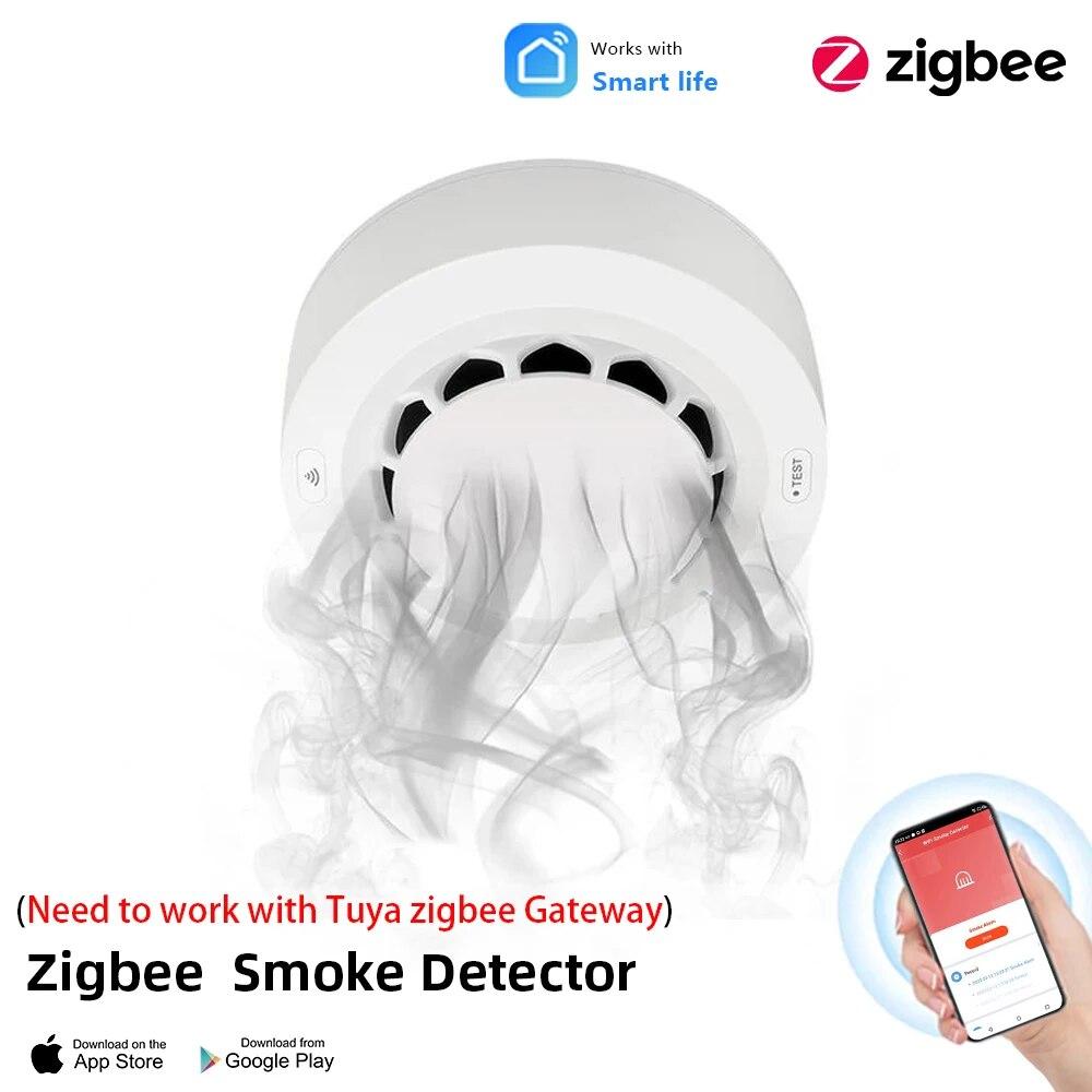 ONENUO Tuya ZigBee Smart Smoke Detector Security Protection Smoke Alarm Fire Protection For Home Security Via Smart Life App Zigbee smoke