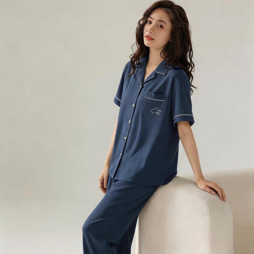 Women's Summer Cotton Short Sleeve & Long Pants Casual Home Wear