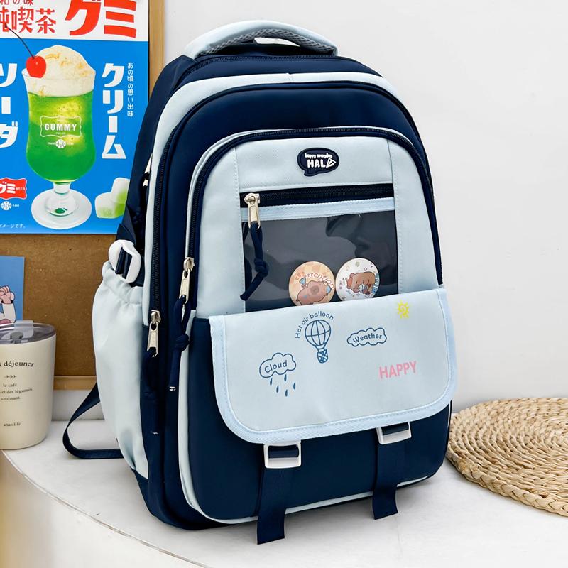 Contrast Color Women Large Capacity Backpack Student School Bag