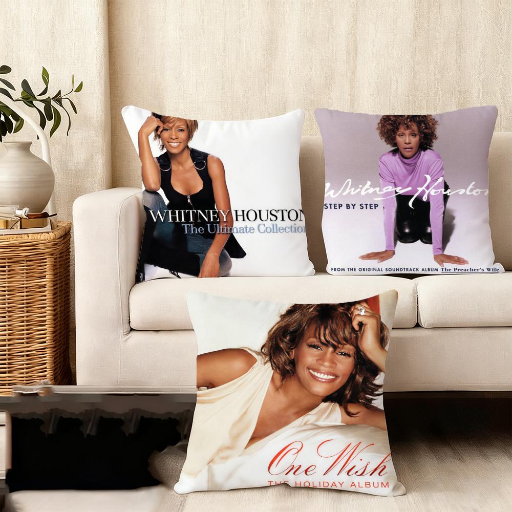Cushion Cover Silky Short Plush Home Sofa Cushion Cover - Invisible Zipper Home Decoration Whitney Houston Album