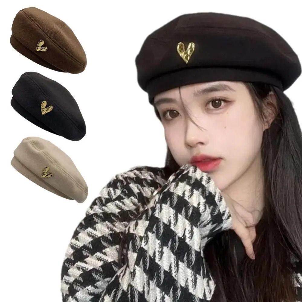 

Heart Painter Hat Keep Warm Thick Octagonal Cap Hip Hop Love Beret Winter