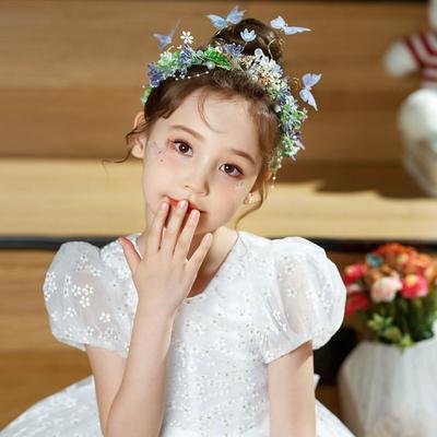 Linda Guirlanda de Floresta Tiara Borboleta Coroa Floral Casamento Cabeça Princesa Faixa de Cabelo Acessórios de Cabelo Meninas