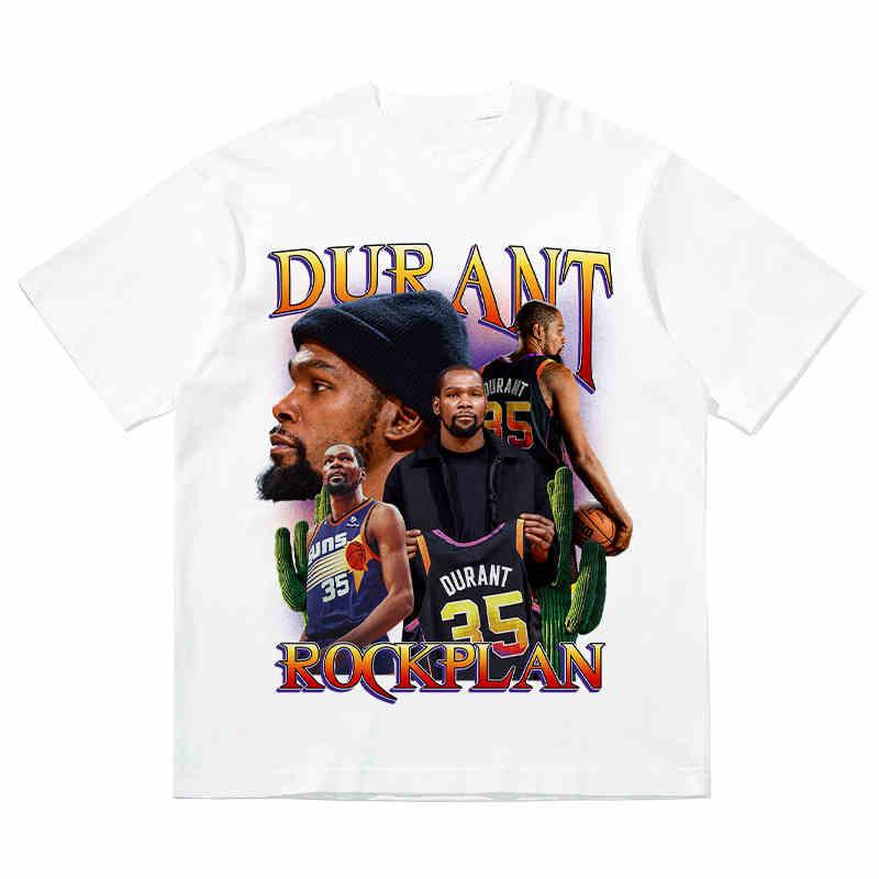2024 Rock Project SUNS Star Durant American Print Fashion Brand Vintage Short-sleeved Street T-shirts for Men and Women