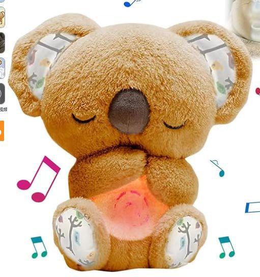 Hot Koala Plush Sleep Aid With Soft Glow Night Light Calming Music And Simulated Breathing Comforting Bedtime Comfort Toys