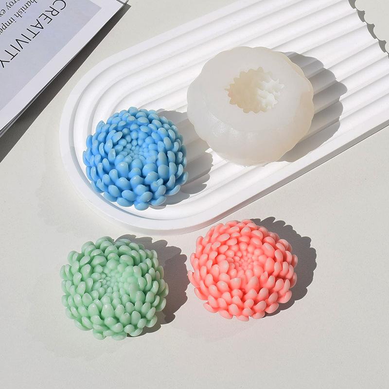 Moule Bougie Fleur de Chrysanthème en Silicone pour Diffuseur en Plâtre Fabrication de Savon Moule Flexible pour Artisanat Fait Maison et Décoration Intérieure