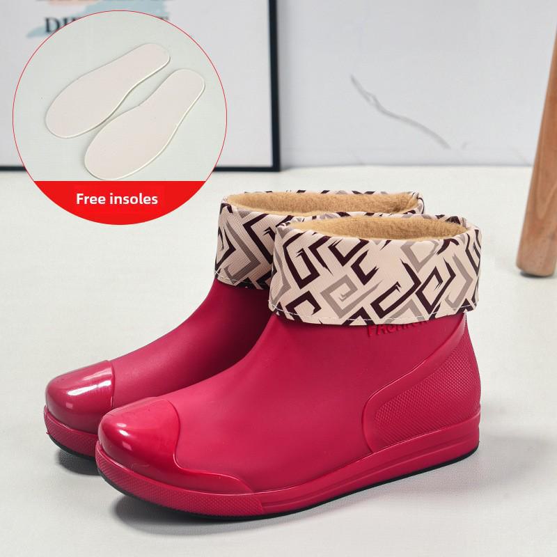 Women's Short Rain Boots - Non-Slip, Waterproof, Fashionable Low-Top Shoes for Outdoor Wear - Comfortable and Trendy.