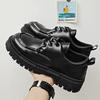 Men Derby Shoes Leather Shoes Fashion Chunky Platform Retro Business Work Shoes Man Casual Flats Wedding Shoes Comfortable Cosy