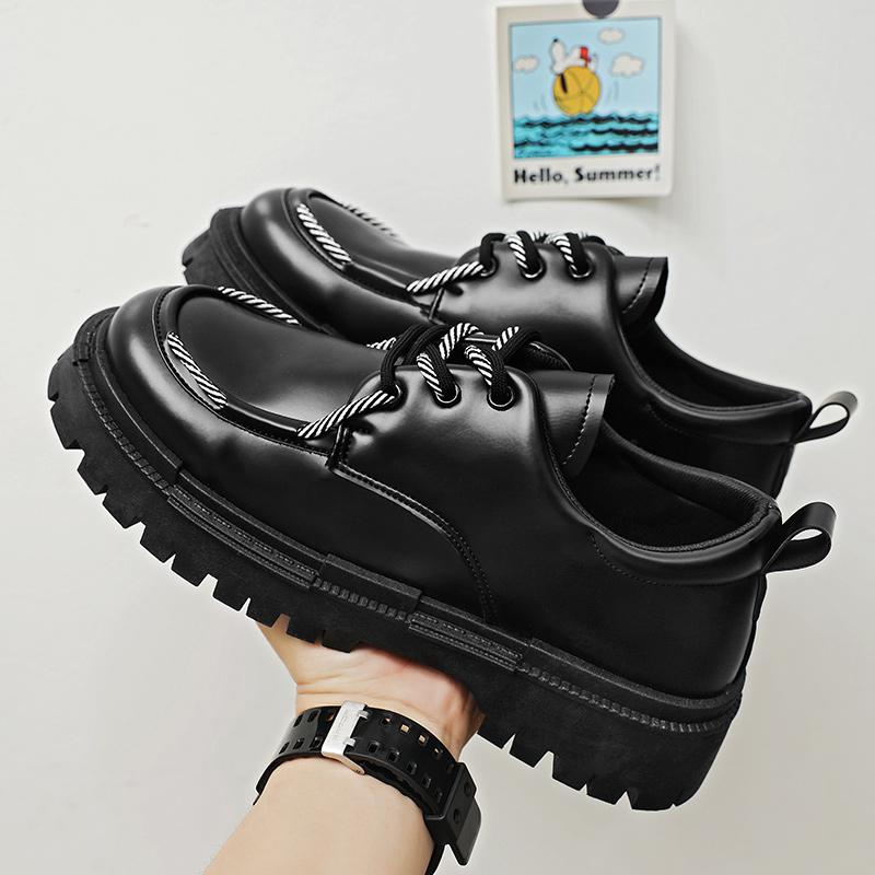 Men Derby Shoes Leather Shoes Fashion Chunky Platform Retro Business Work Shoes Man Casual Flats Wedding Shoes Comfortable Cosy