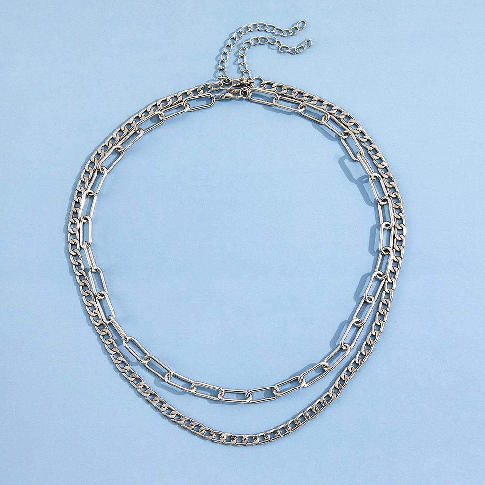 Hip-hop Style Punk Retro Figaro Chain, Threaded Chain, 2 Double Neck Necklaces