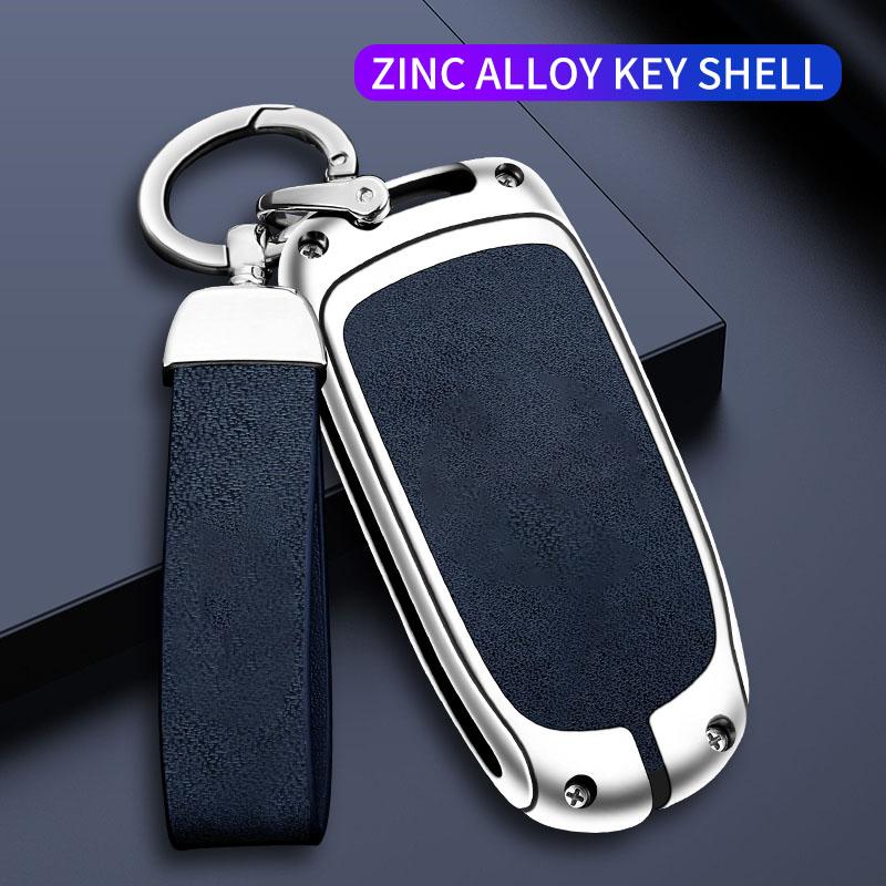 Nueva Funda de Cubierta para Llave de Coche de Aleación y Cuero Para Jeep Grand Cherokee Chrysler 300C Renegade Fiat Freemont Dodge Ram 1500 Challenger Dart