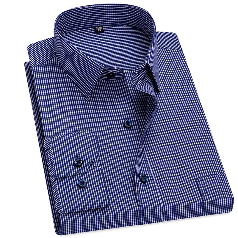 

2025 Мужская рубашка премиум-класса с длинным рукавом, белая в полоску, из немнущегося хлопка, устойчивая к смятию, для профессиональной деловой одежды 43