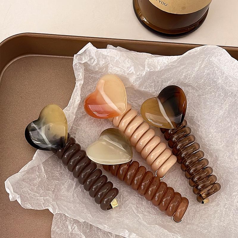 

4 шт. Модные заколки для волос в форме сердца на телефонном шнуре для женщин, для плетения «пузырь», эластичные резинки для волос, держатели для хвостиков, аксессуары для волос