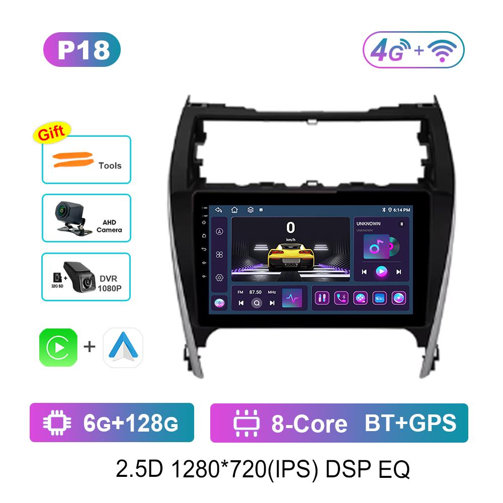 For Toyota Camry 7 50 55 2012 - 2017 Car Video Multimedia Player GPS Navi Android System 4G Carplay WiFi 2.5D Screen Bluetooth