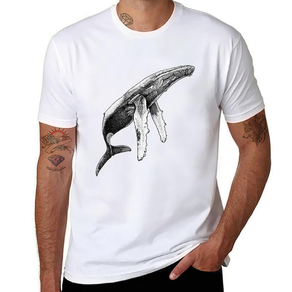 Humpback whale in dots TShirt Sporty Breathable Short Sleeve TShirt