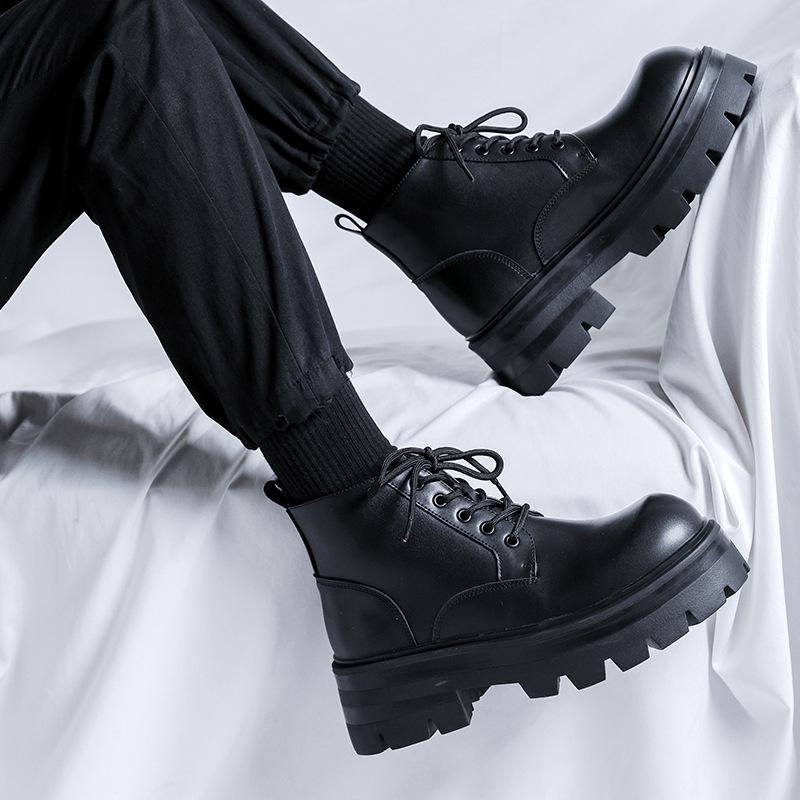 Martin boots men's autumn and winter heightening tooling locomotive wind super fire leather boots big head advanced short boots 9133-Y