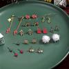 24pcs Christmas Combination Earrings Set for Women Small Shiny Zircon Xmas Tree Santa Claus Snowflake Earring Party Jewelry Gift