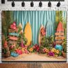2D Flat Printing Tropical Backdrop, Surfboards Photography Background
