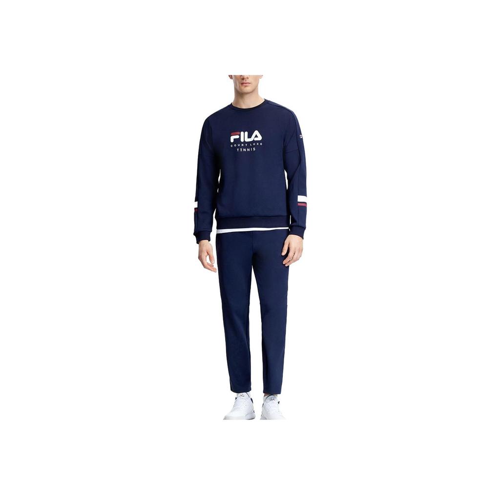 FILA Warm Breathable Durable Crew Neck Long Sleeve Sweatshirt Men tops Dark-Blue A11M333203F
