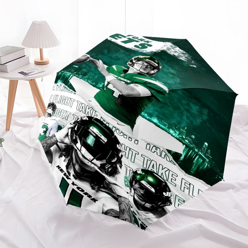 Printed New York Jets logo Folding Umbrella,Outdoor,Leisure,And Travel Umbrella,Durable Umbrella Fabric,Birthday And Holiday Gift