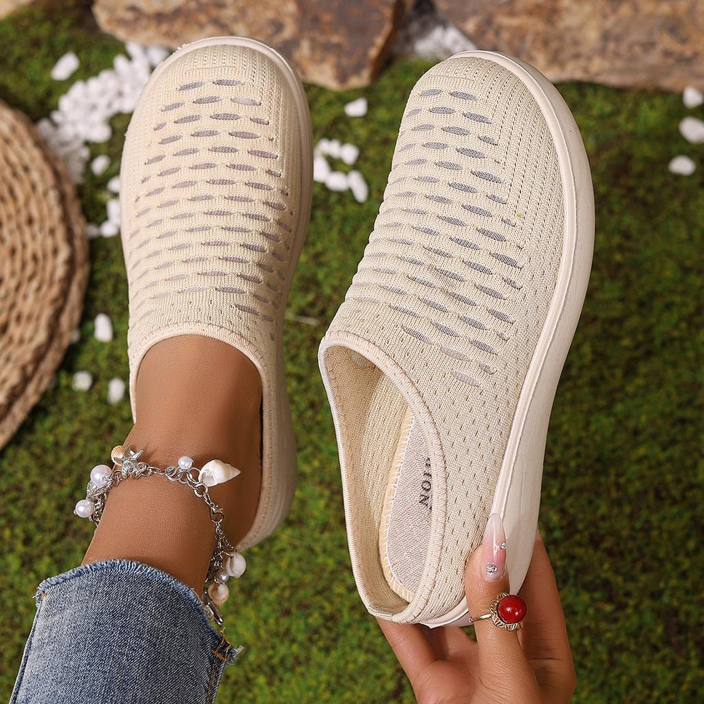 2025 Summer New Women's Shoes Casual Fashion Versatile Half Slippers Shoes Women's Mesh Breathable Foreign Trade Shoes Mother Shoes