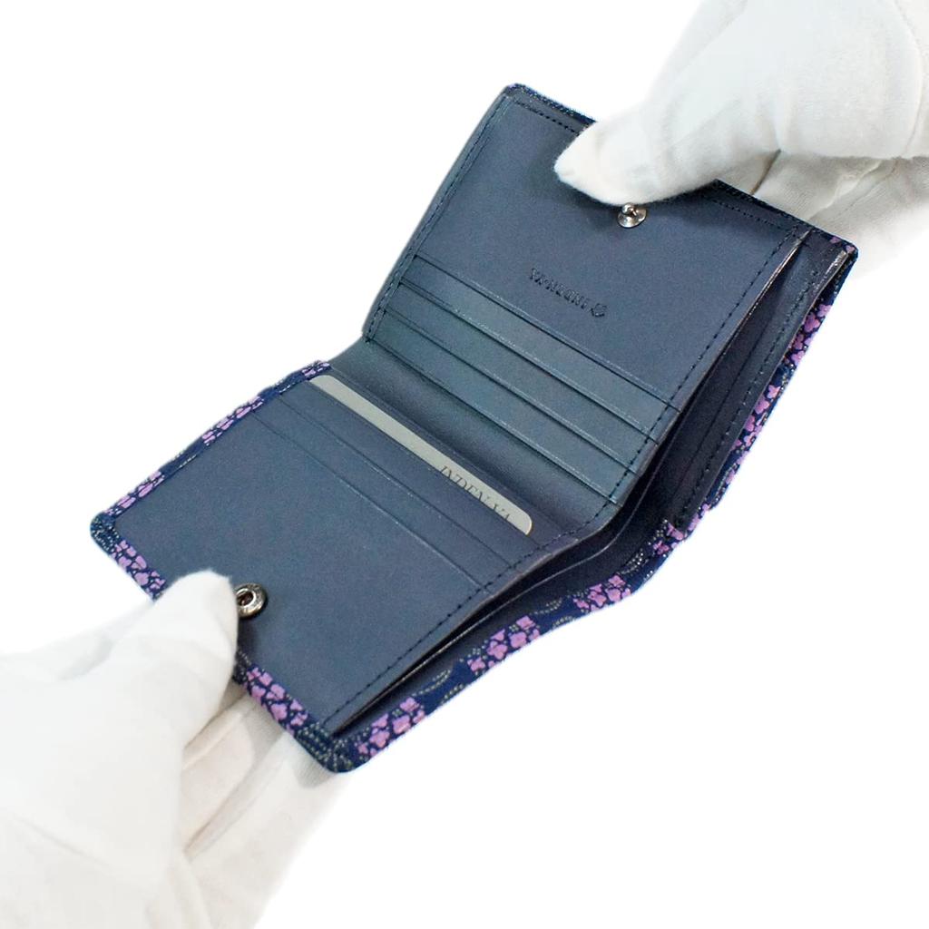Inden Bifold Coin Hydrangea Navy Blue X Purple Calico X Gray Lacquer 8004 [Indenya] Wallet, Wallet, Box-shaped Purse, Deerskin, Miso, Pattern,