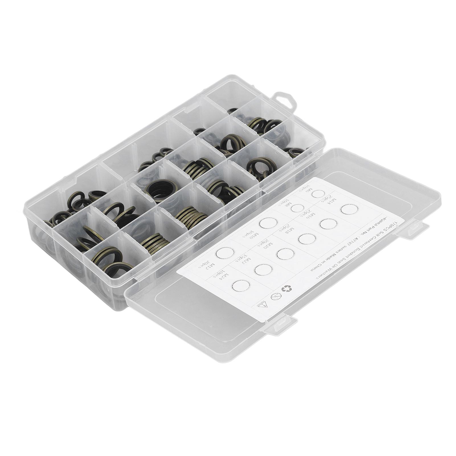 

Набор 170 шт. Прокладка сливной пробки 10 размеров Резиновая и металлическая Замена прокладки сливной пробки для масла с