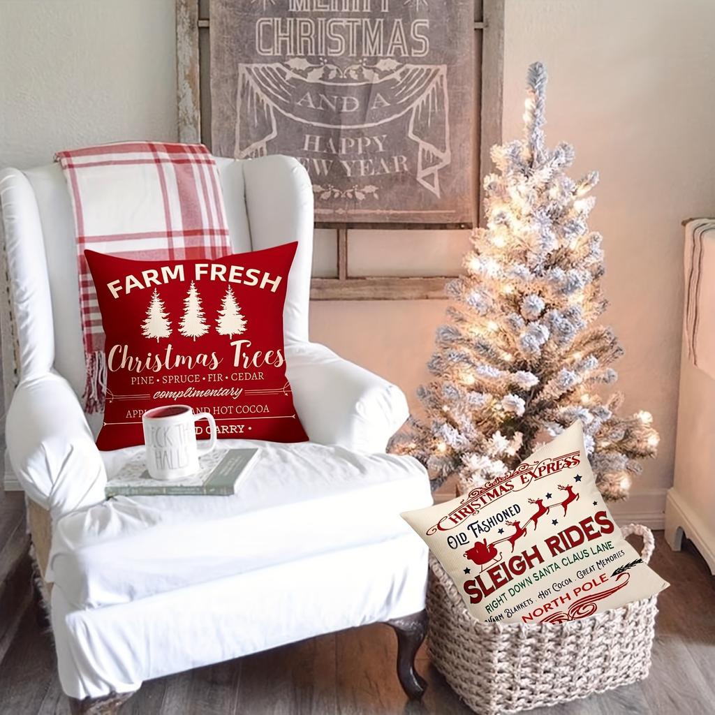 Christmas Decoration Pillowcase Zipper Opening and Closing Living Room Sofa Cushion Cover Room Home Decoration New Year Gift
