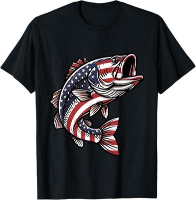 Patriotic Fishing Fisherman Bass American Flag Unisex T-Shirt