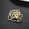 EUEAVAN Hollow Rose Flower Brooches Stainless Steel Fashion Romantic Floral Lapel Pin For Women Girl Exquisite Party Jewelry