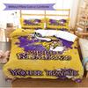 Name Individuell Minnesota Vikings Muster Bettwäsche Set Bettbezug Kissenbezug Heimdekoration Geschenk (1 Bettbezug + 2 Kissenbezüge, ohne Füllung)