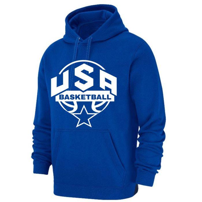 Sweat à capuche homme - NPZ - USA Basketball - Bleu royal - 60% coton/40% polyester recyclé - Poche kangourou