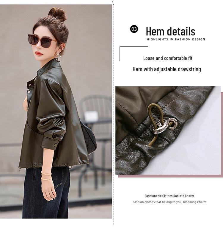 2025 Women's Korean Fashion Genuine Red Ancola Leather Jacket - Autumn/Winter Lambskin Trend