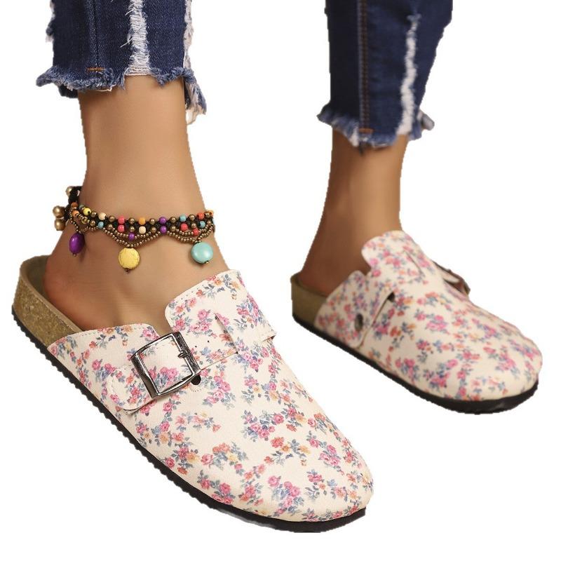 New Women's Shoes with Thick Soles and Flat Sandals, Featuring A Large Toe Cap and Half-slipper