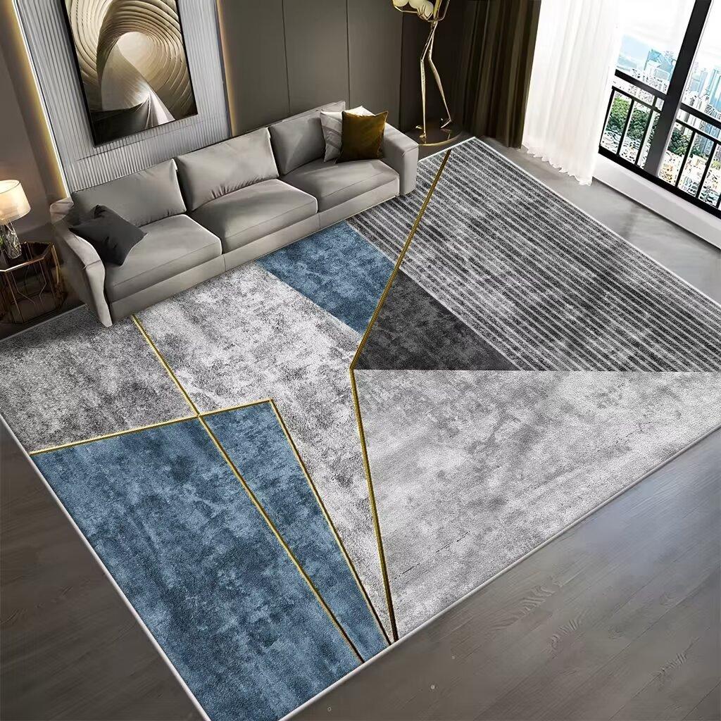 Light Luxury Geometric Living Room Carpet Modern Decoration Home Bedroom Sofa Non-slip Rug Office Coffee Table Washable Foot Mat