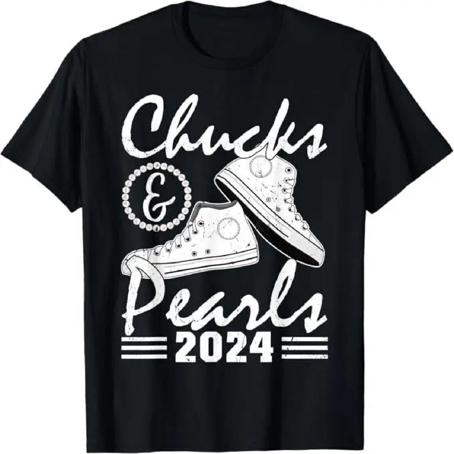 Chucks And Pearls Kamala Harris 2024 USA Election 2024 T-Shirt S