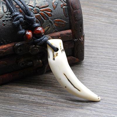 Party Chain Punk Jewelry Cool Boy Men's Tibetan Amulet Fangs Real Natural Tooth Vintage Silver Wolf Tooth Charm Pendant Necklace Gift
