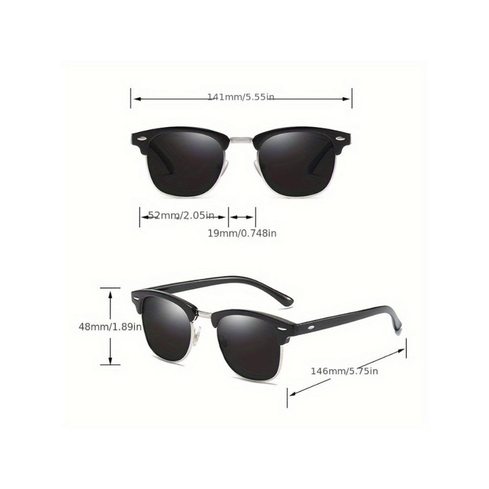 2PCS Classic Polarized Sunglasses Men Women Retro High Quality Sun Glasses Rivet Female Male Fashion Mirror Sunglass