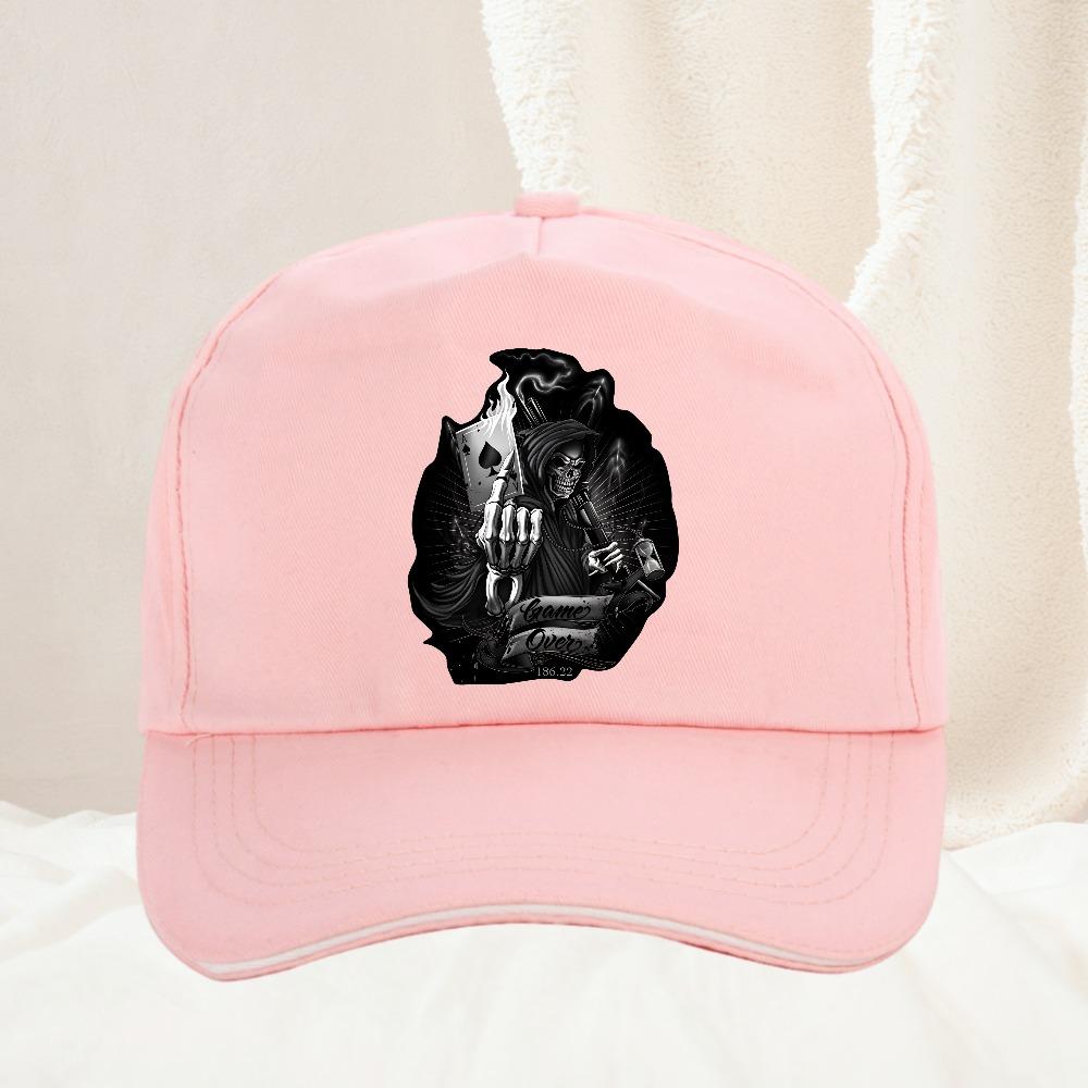 Creative Game Over Skull Spades A Playing Printing Baseball Cap Women Unisex Casual Sunhat Adjustable Trucker Hat