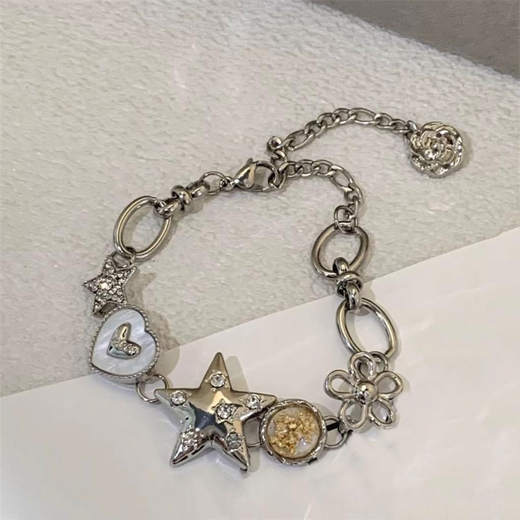 Ästhetisches Herz Stern Kettenarmband Stilvolles Perlenarmband Schickes Armband Charm-Armband Perfektes Geschenk für Modebegeisterte