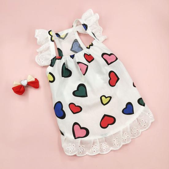 Šaty pro domácí mazlíčky Měkká krajka Módní potisk Pohodlné tenké rekvizitové šaty pro psy Bavlněné šaty s čelenkou Letní nabídka