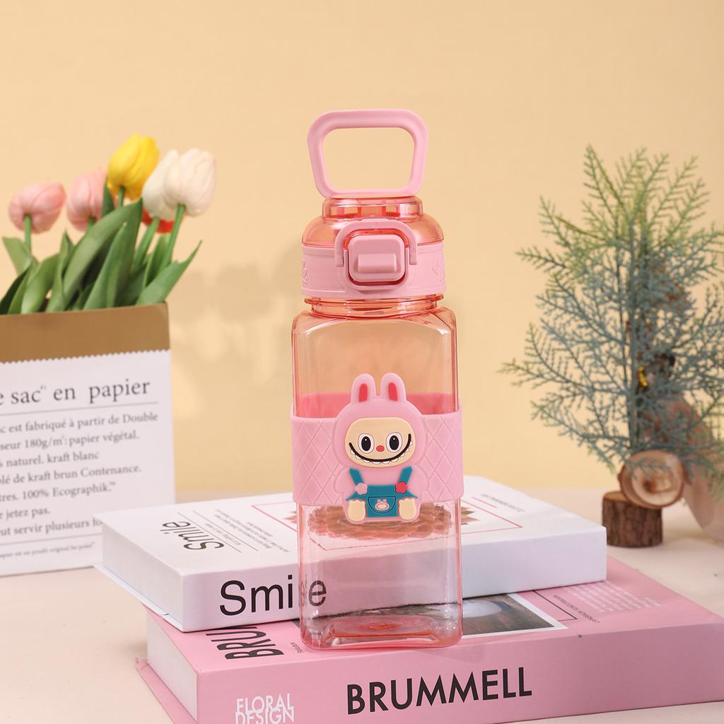 Water Bottle Hot Silicone Square Cup High Value Large Capacity Children's Cartoon Portable Water Cup Outdoor Straw Plastic Cup