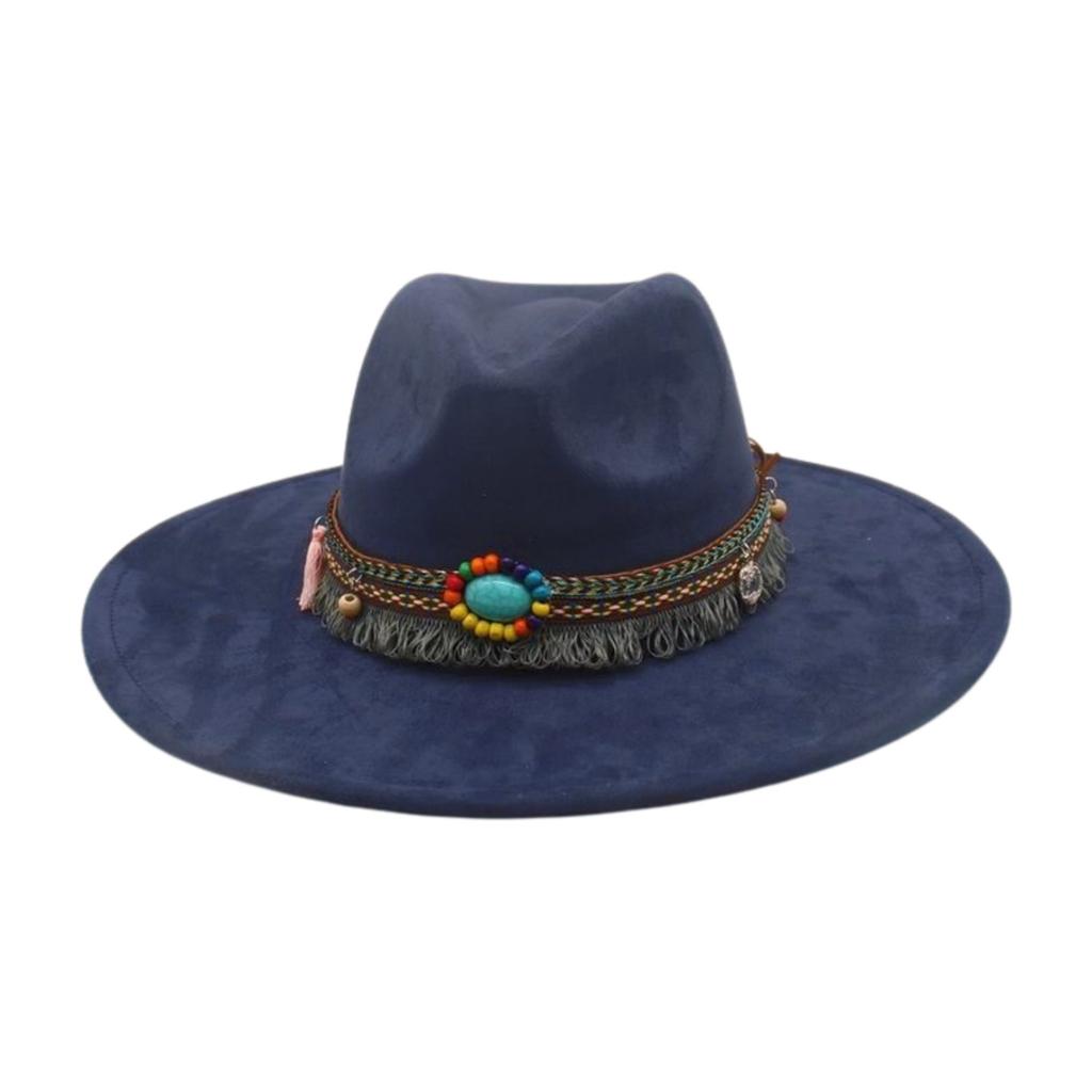 Round Flat Brim French Ethnic Style High-End Top Hat New Stage Jazz Hat Western Cowboy Hat