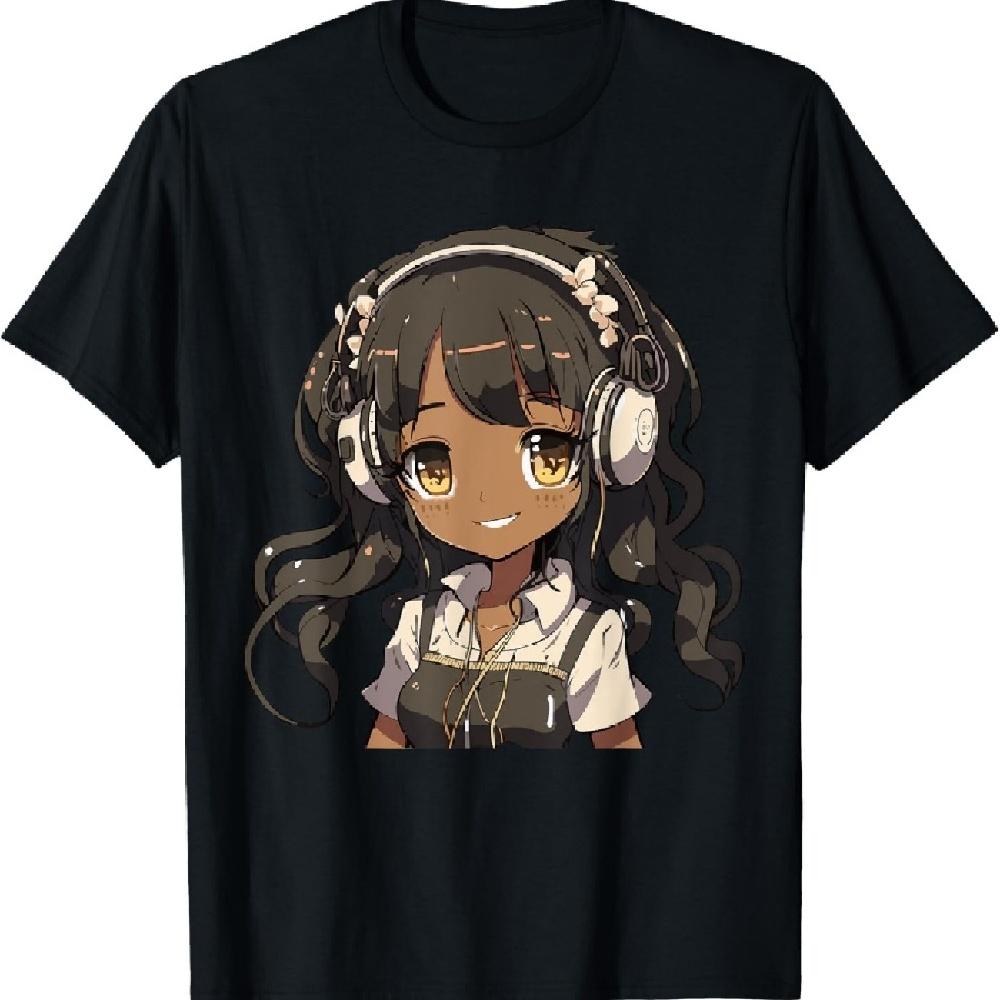 

Anime and Music Black Girl Anime Merch Afro African American T-Shirt XXXXXL чорний