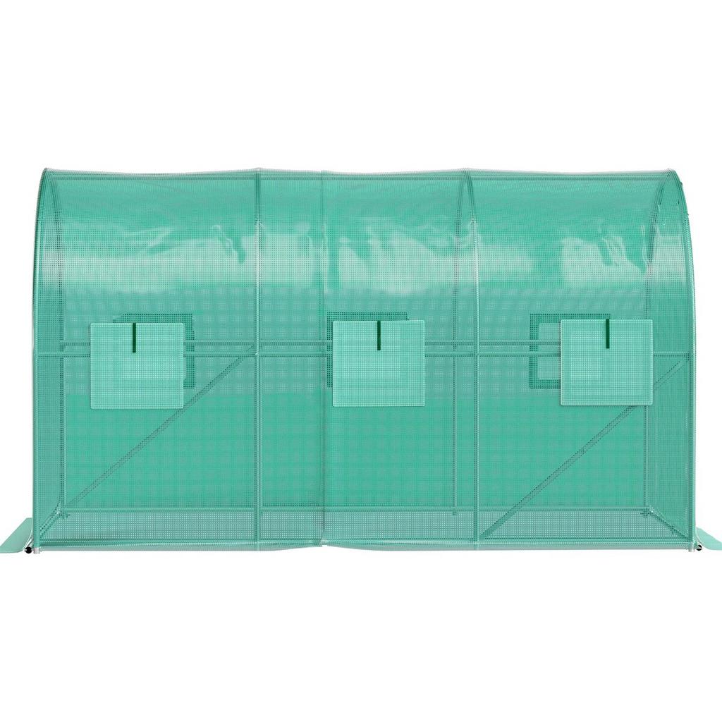 Walk-in Tunnel Greenhouse, 12 x 7 x 7 ft Portable Plant Hot House w/ Galvanized Steel Hoops, 1 Top Beams, 2 Diagonal Poles, 2 Zippered Doors & 6