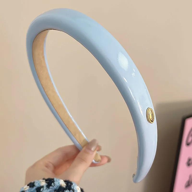 Einfaches einfarbiges PU-Leder-Stirnband für Damen, elegantes Ausgehen, Gesichtswasch-Stirnband, Mode-Mädchen-Haarschmuck, Haargummi