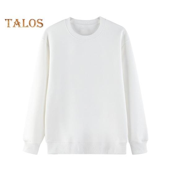 Unisex Fall Winter Sweatshirt Round Neck Long Sleeves Elastic Thread Cuff Pure Color Thermal Bottoming Top Basic Clothes Spring Top